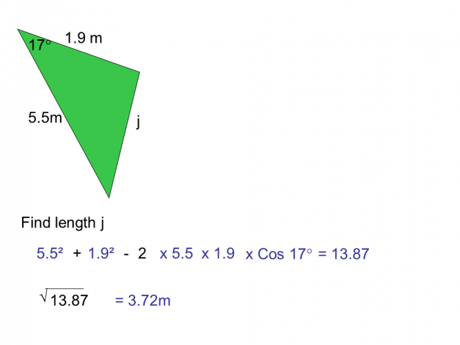 Find a Side Using the Cosine Rule Worksheet - EdPlace